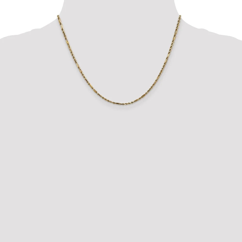 14kt Yellow Gold Diamond Cut Milano Rope Chain 18 inch Lobster Clasp V773868
