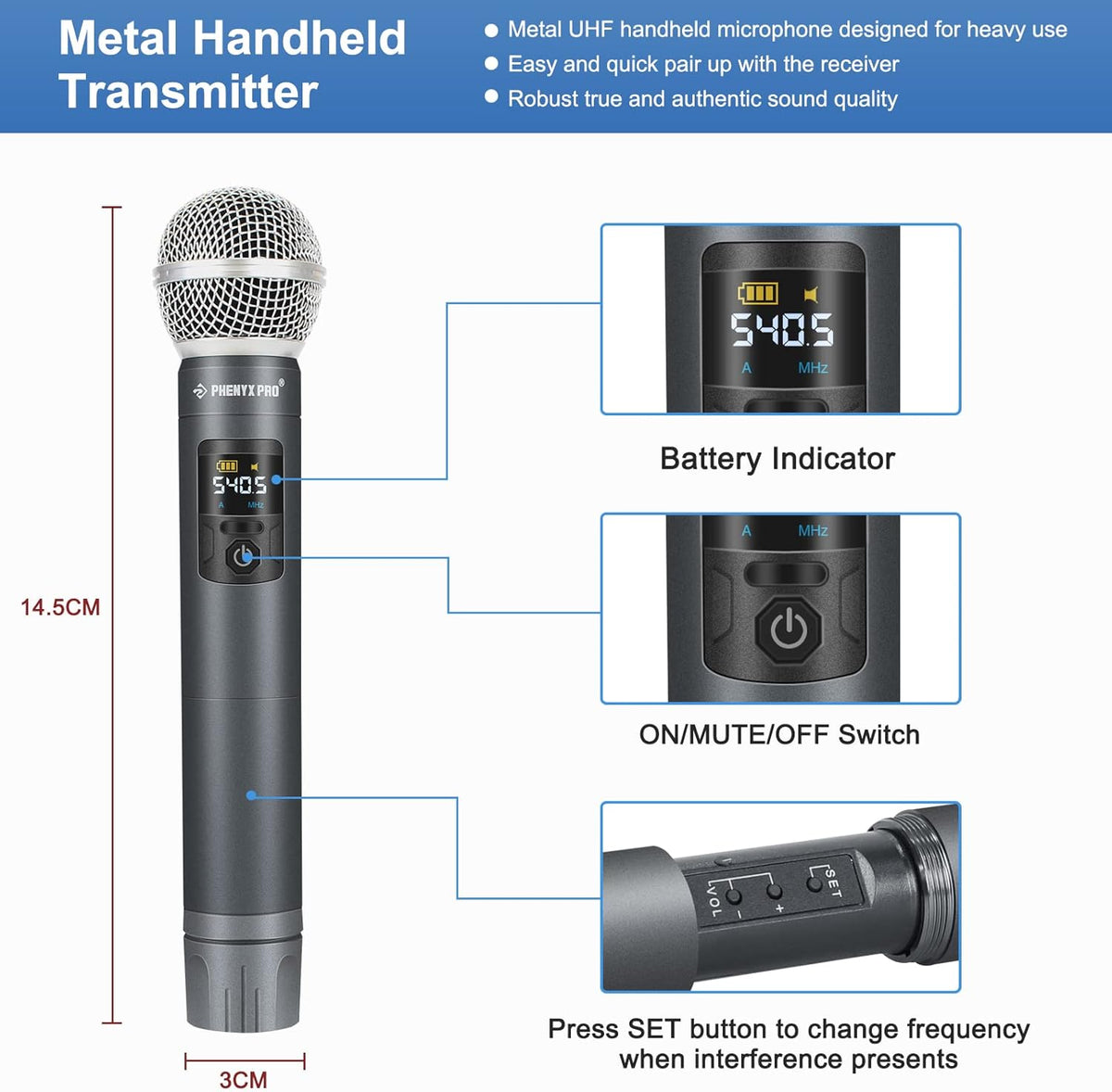 UHF Wireless Handheld Microphone System with Case M139340
