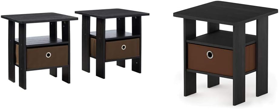 Set of 2 Table with Bin Drawer & 1 Table with Bin Drawer Americano/Medium Brown T8261