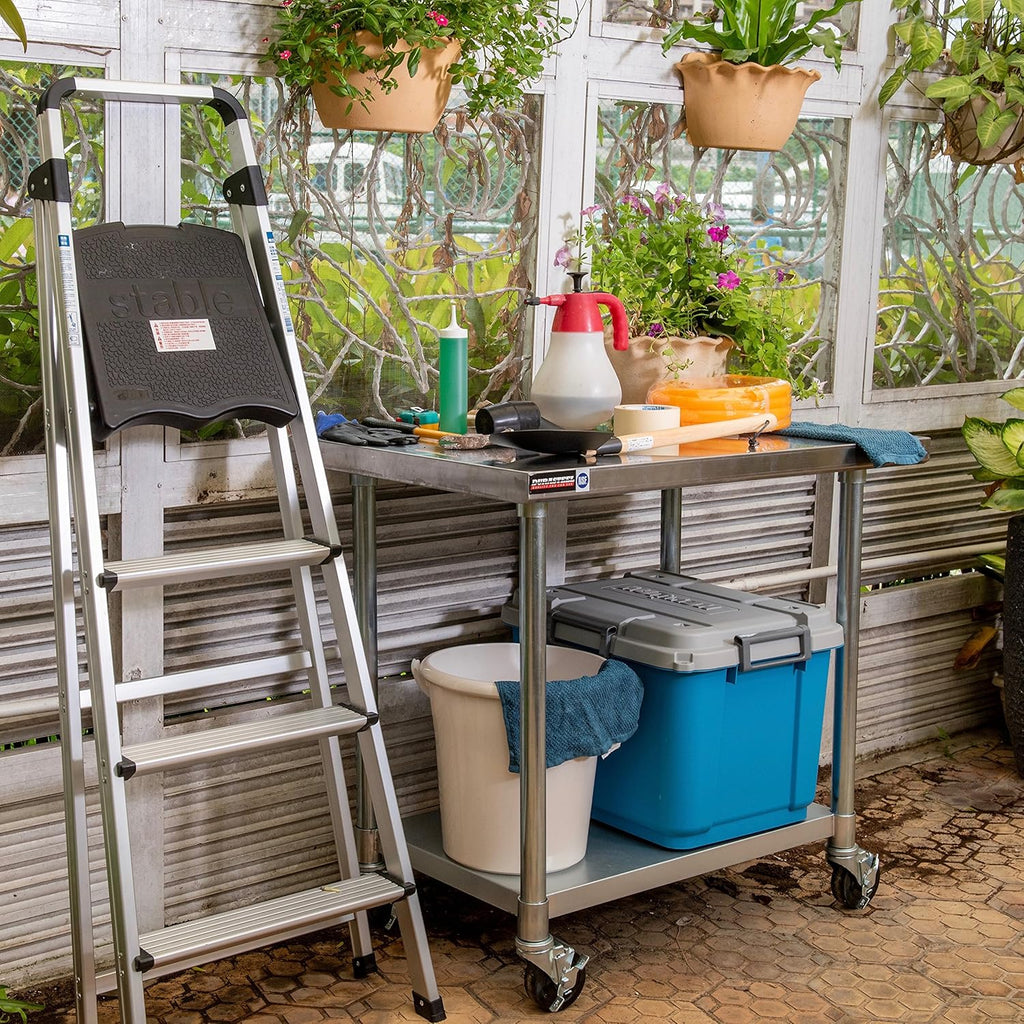 Stainless Steel 30 x 18 Inch Metal Table Cart with Caster Wheel V554