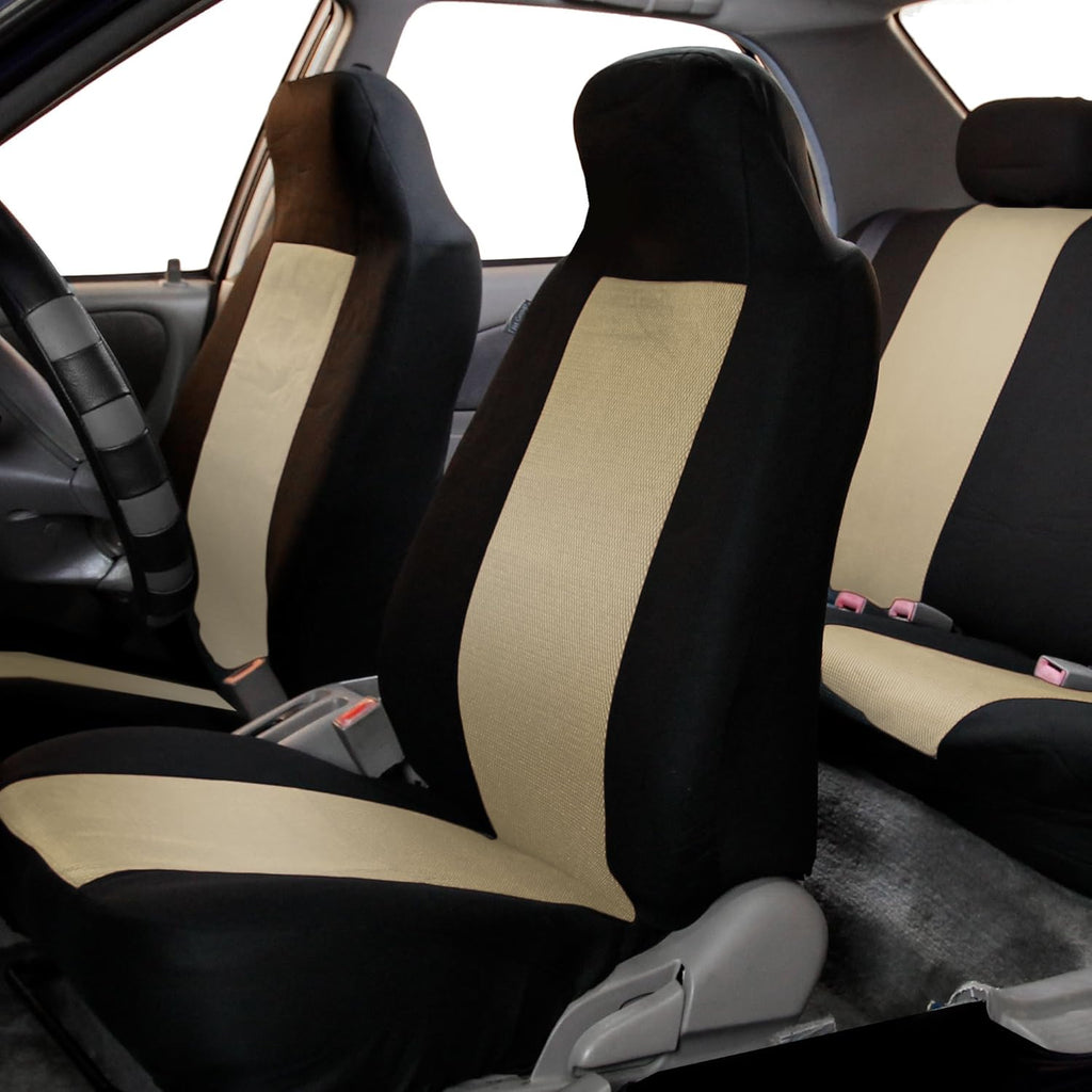 Beige Cloth Bench Car Seat Covers Rear Set N63547