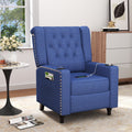 Blue Tufted Wingback Recliner Arm Chair with USB Charging I7368