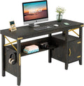Rustic Brown Computer Desk with Storage Cabinet and Bookshelf W2298