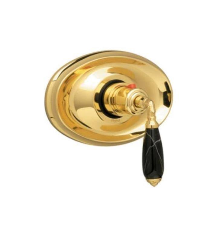 Satin Chrome Thermostatic Shower Trim with Beige Marble Lever Handle Y217288