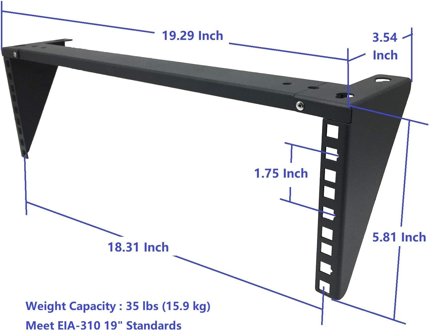 2 Pack 1U Foldable 19 Inches Cold Rolled Steel Vertical Wall Mount Rack Including Hardware A846