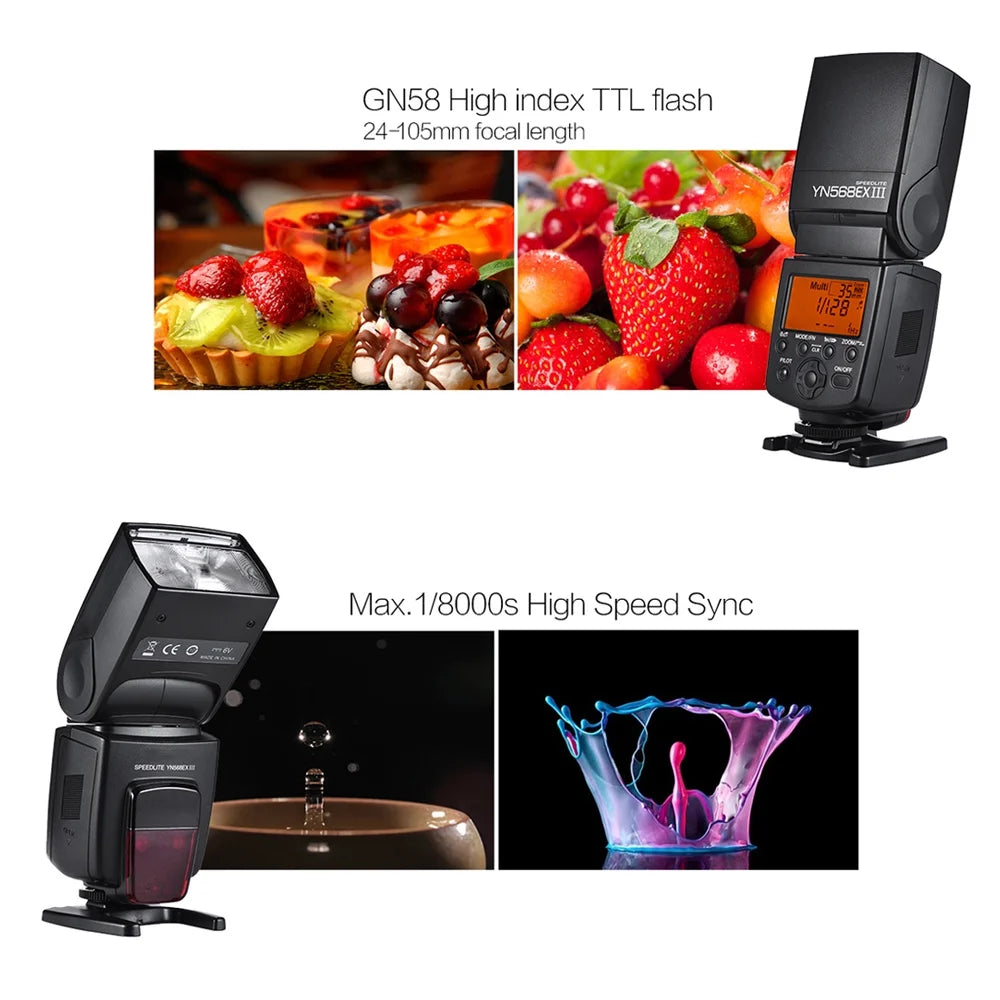 YN568EX III Wireless TTL Flash Speedlite with GN58 High Speed Sync for DSLR Camera A970
