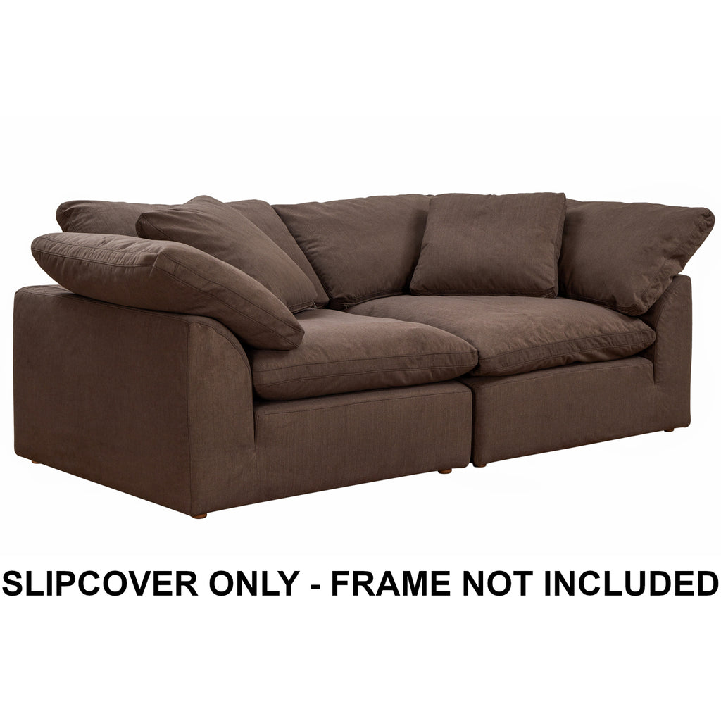 Brown Puff Fabric Slipcover for 2-Piece Loveseat Z240515