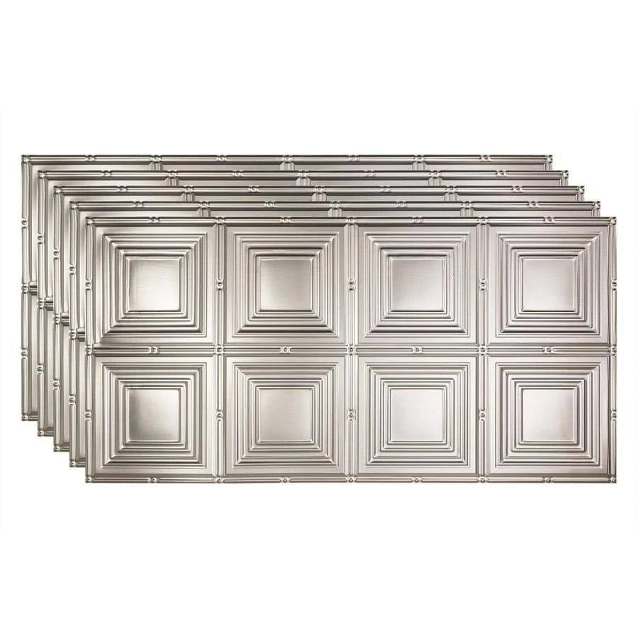 Brushed Aluminum Glue Up Ceiling Tile 5 Pack U588