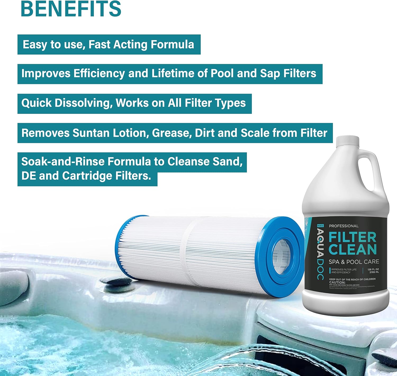 Hot Tub Filter Cleaner Soak Solution 32oz I8939