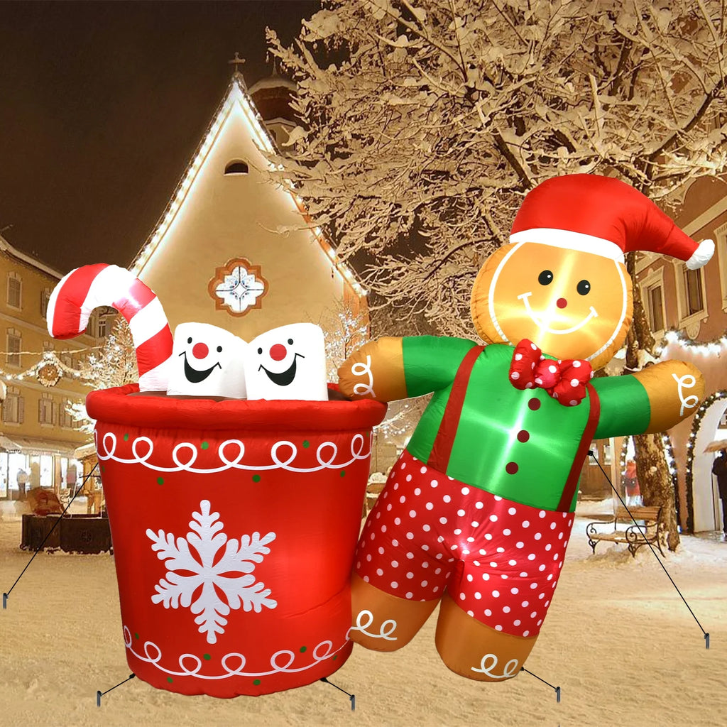 5.9ft Christmas Inflatable Gingerbread Man with LED Lights L12810