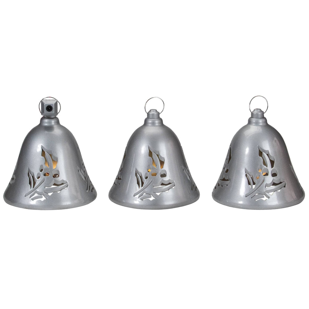 6.5x22 Musical Lighted Silver Bells Christmas Decorations Set of 3 G242192
