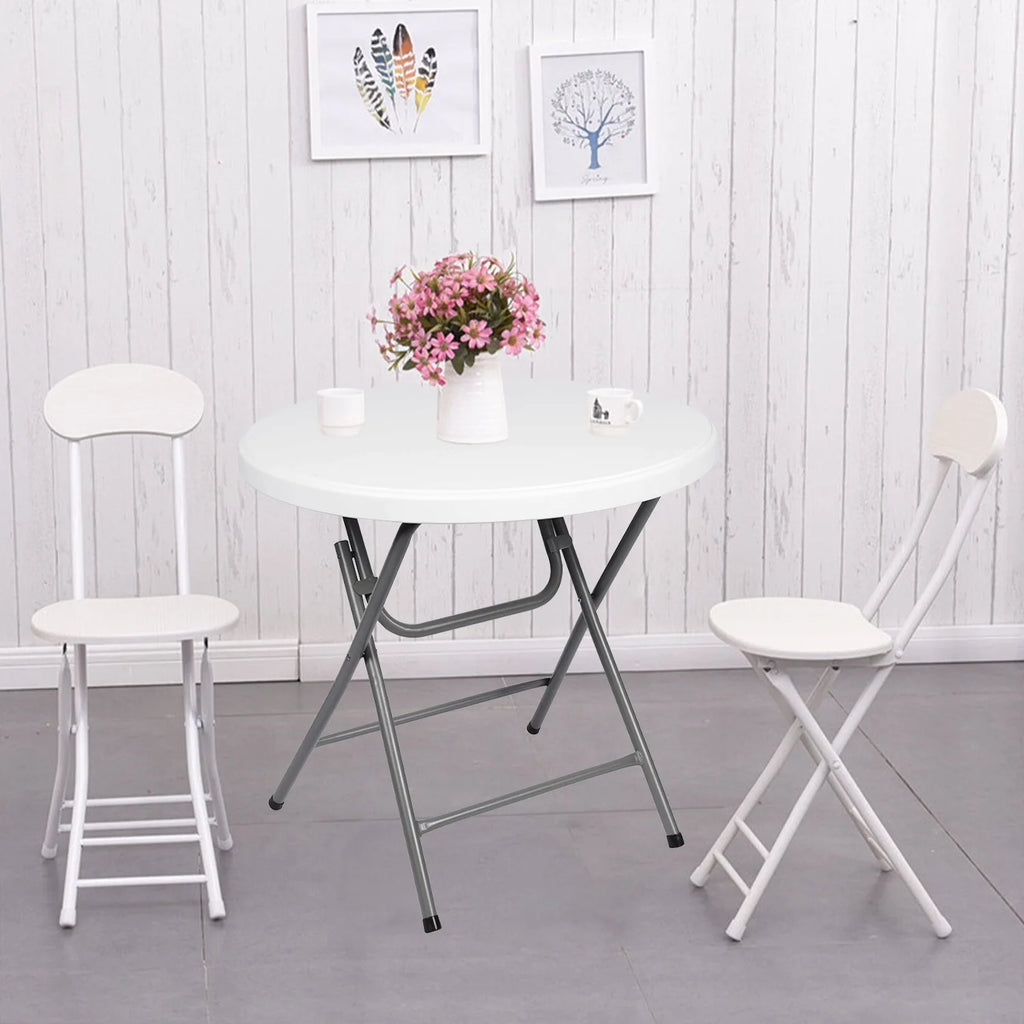 White Round Plastic Folding Table O11307