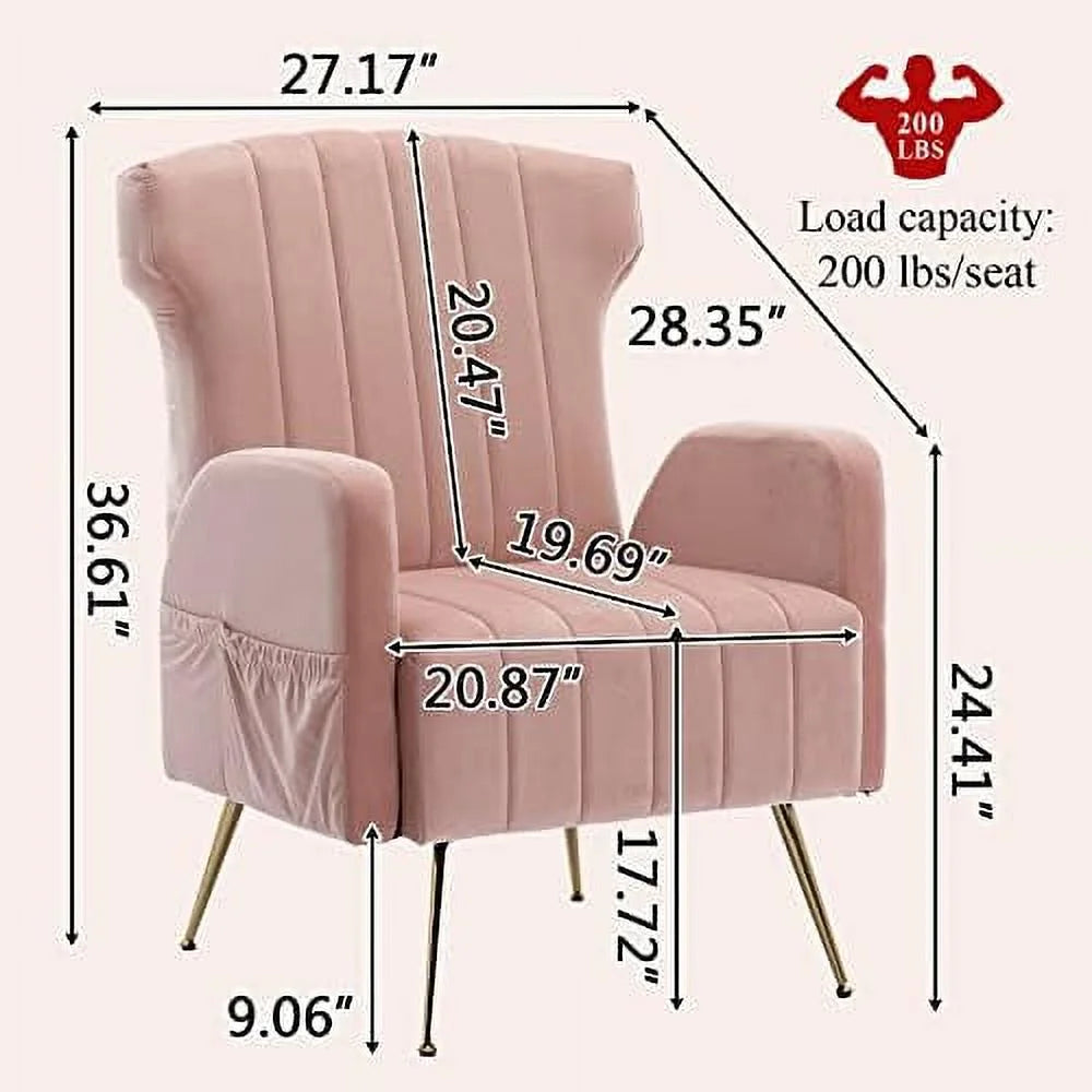 Emerald Velvet Wing Back Accent Chair with Metal Legs L920634