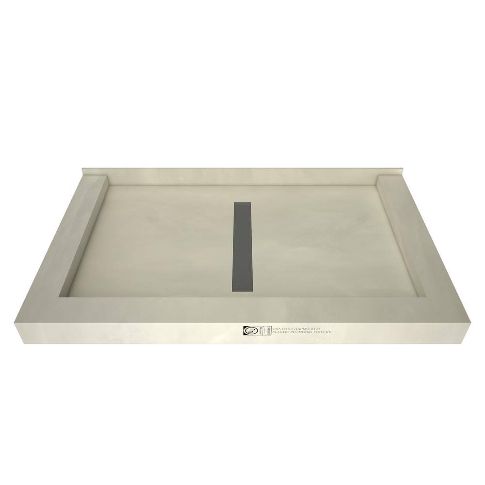 Shower Base with Center Trench Drain and Grate Tile Redi O76344