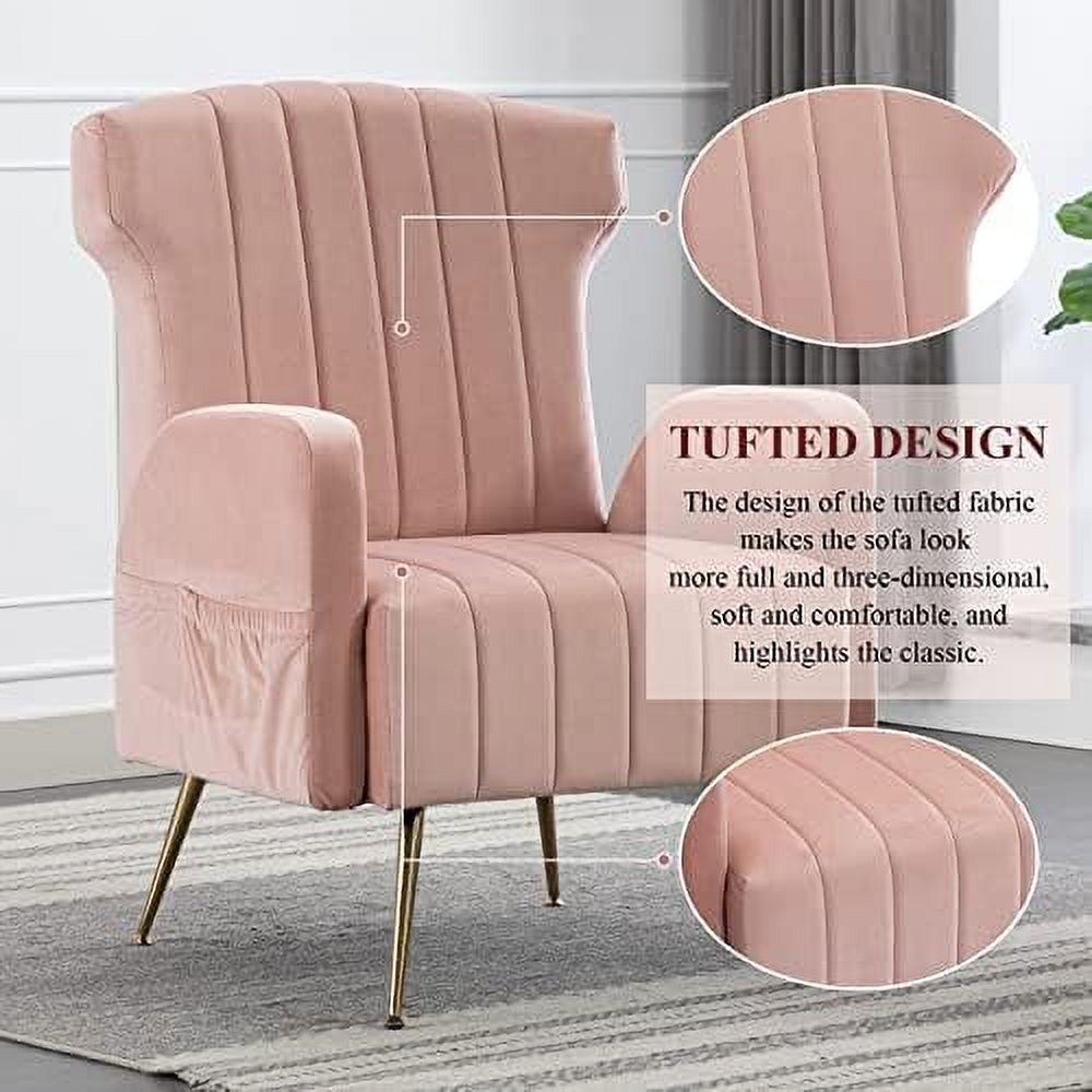 Emerald Velvet Wing Back Accent Chair with Metal Legs L920634