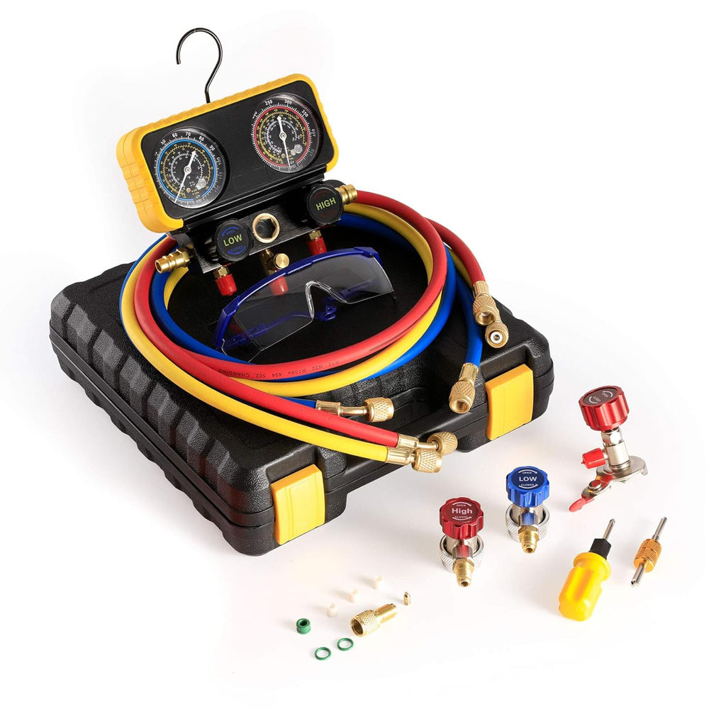 AC Manifold Gauge Set for R134a R12 R22 R502 Refrigerants with 5' Hose I11426
