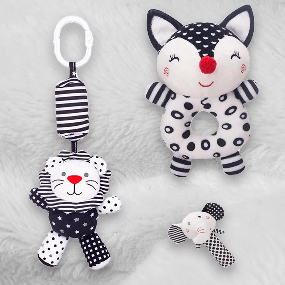 3PCS High Contrast Plush Baby Rattles Toy G270