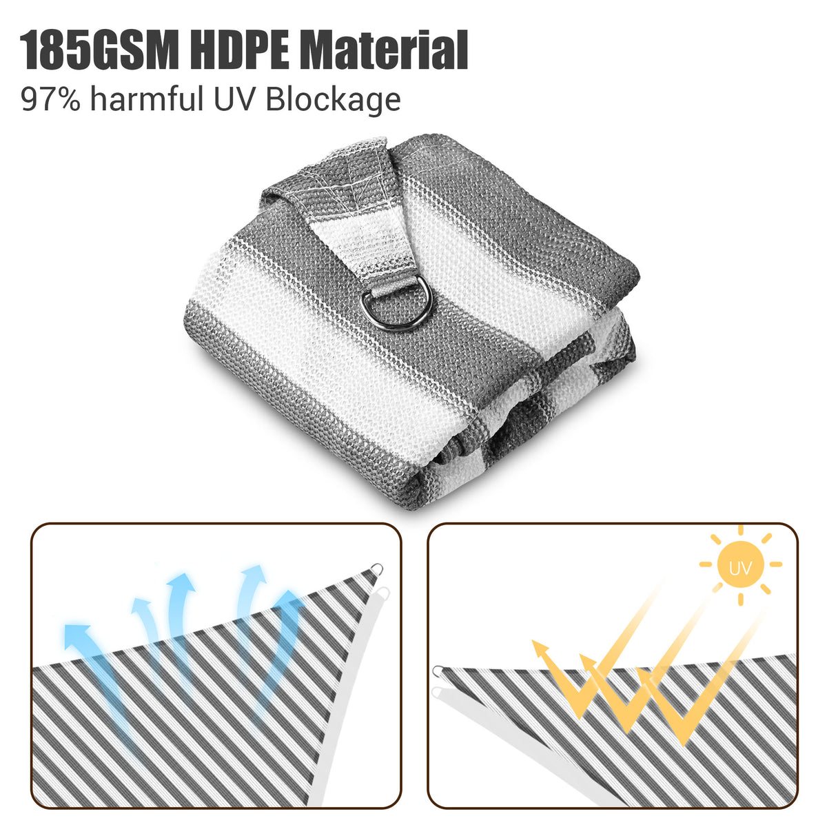 Gray+White Triangle Sun Shade Sail R4192