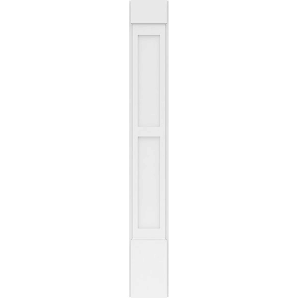8x22W x 60x22H x 2x22P Two Equal Flat Panel PVC Pilaster with Standard Capital and Base (Pair) V1030