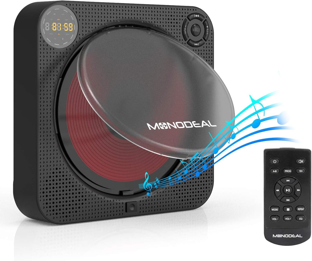 CD Player with Bluetooth, Portable Rechargeable, Built-in Speakers, Remote Control, Built-in FM Radio B43426