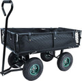 Heavy Duty Folding Utility Wagon with Removable Sides, 10in Pneumatic Tires, Black Z299181