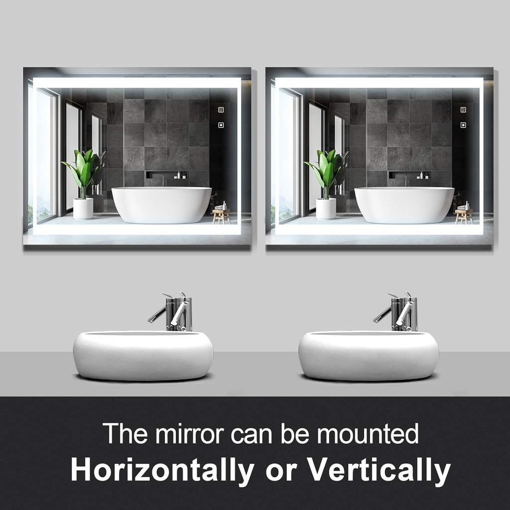 36 x 28 Inch LED Vanity Mirror with Anti-Fog & Dimmer Touch Switch O413157