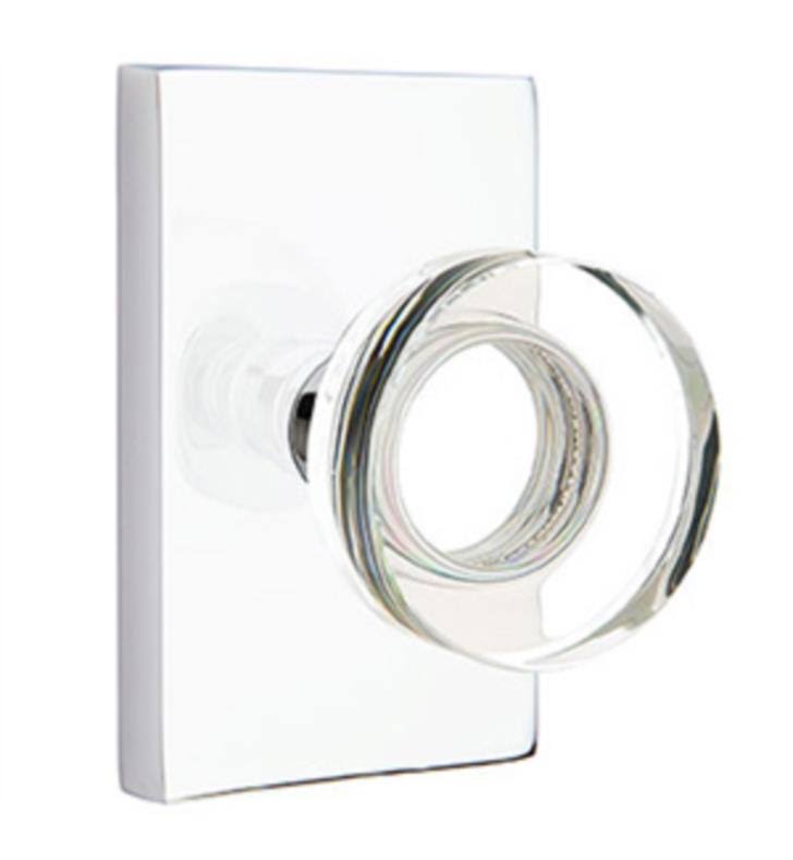 Modern Square Crystal Knob with Rectangular Rose, Satin Nickel W4043