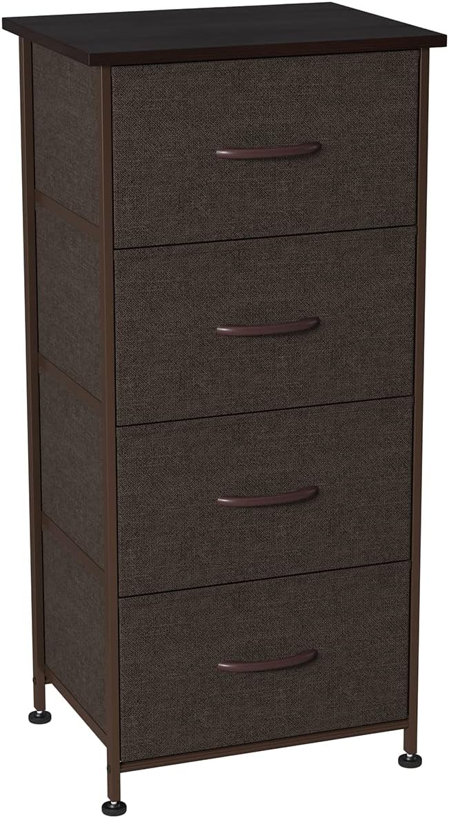 Black/Rustic Brown 4 Drawer Fabric Nightstand Dresser H981546