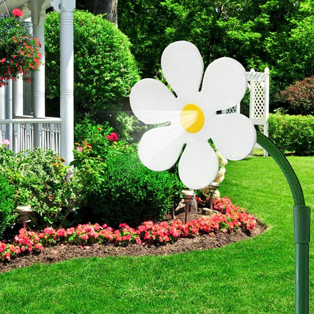 White Flower Shaped Dancing Sprinklers Lawn Watering with 2pcs Adapter A1310