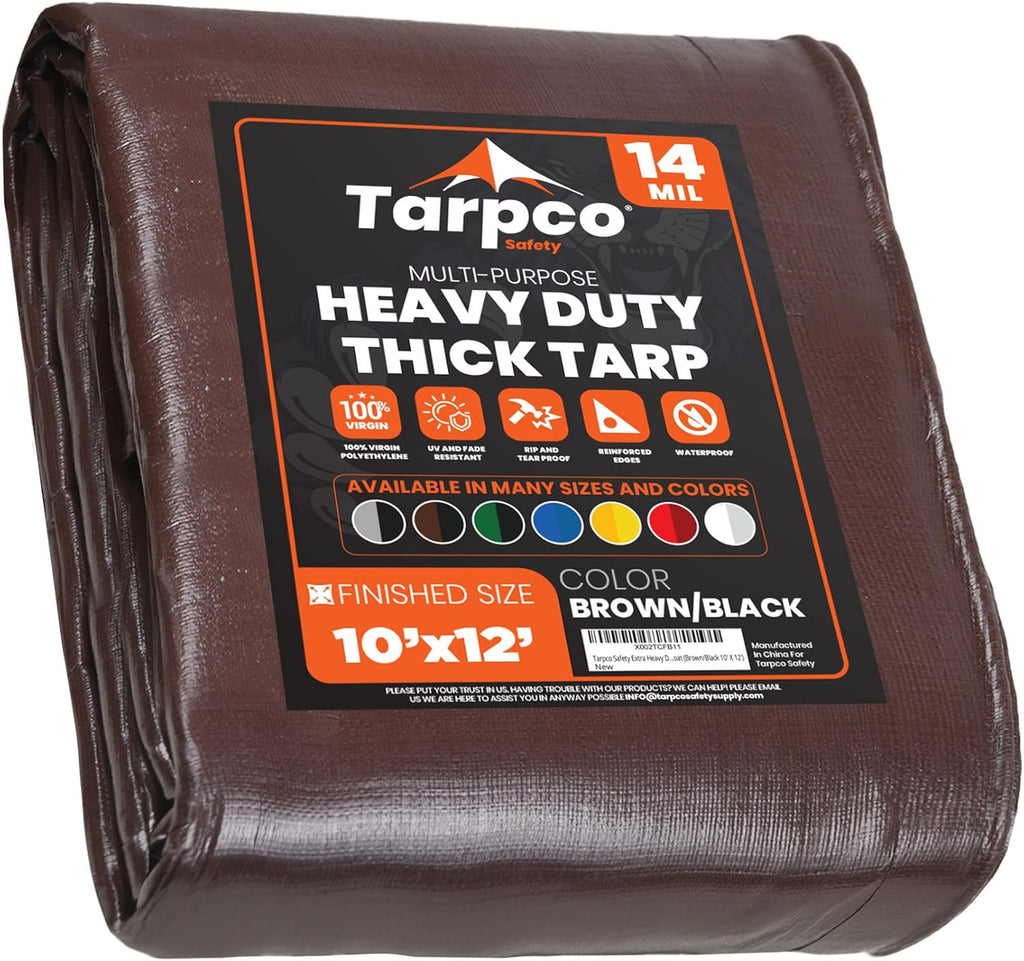 Extra Heavy Duty 14 Mil Waterproof Poly Tarpaulin with Reinforced Edges R478605