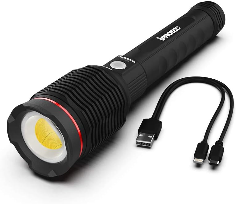 Rechargeable 5000 Lumen Flashlight with USB Cable, Red O275128