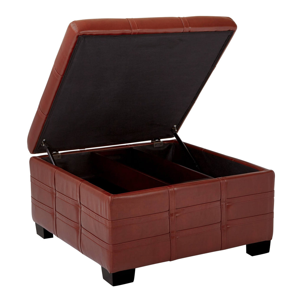 Crimson Red Ottoman with Tray L495