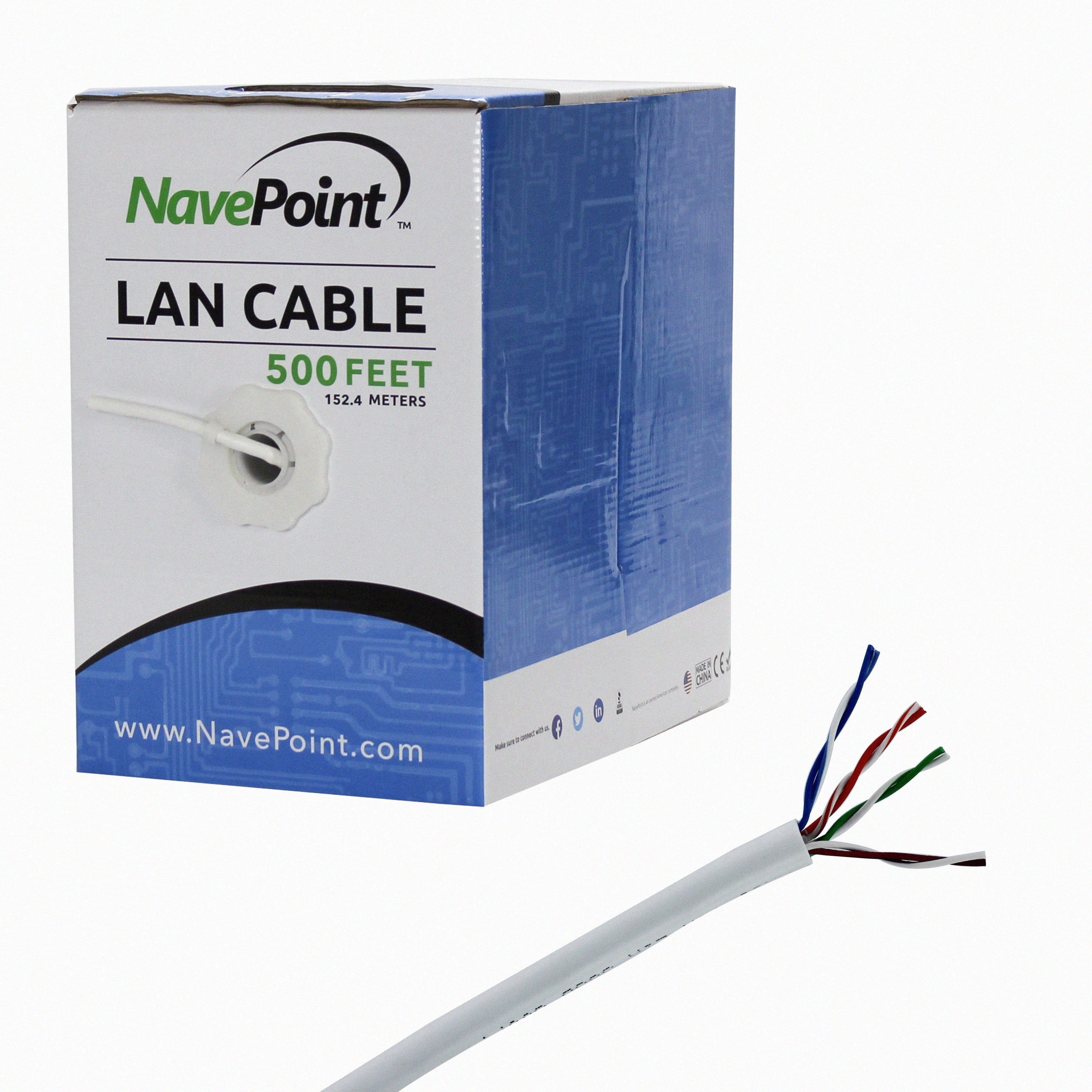 Cat6 Bulk Network Cable Ethernet UTP CCA 500 ft White G811