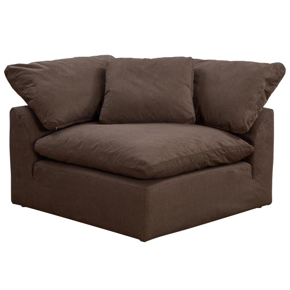 Brown Puff Fabric Slipcover for 2-Piece Loveseat Z240515