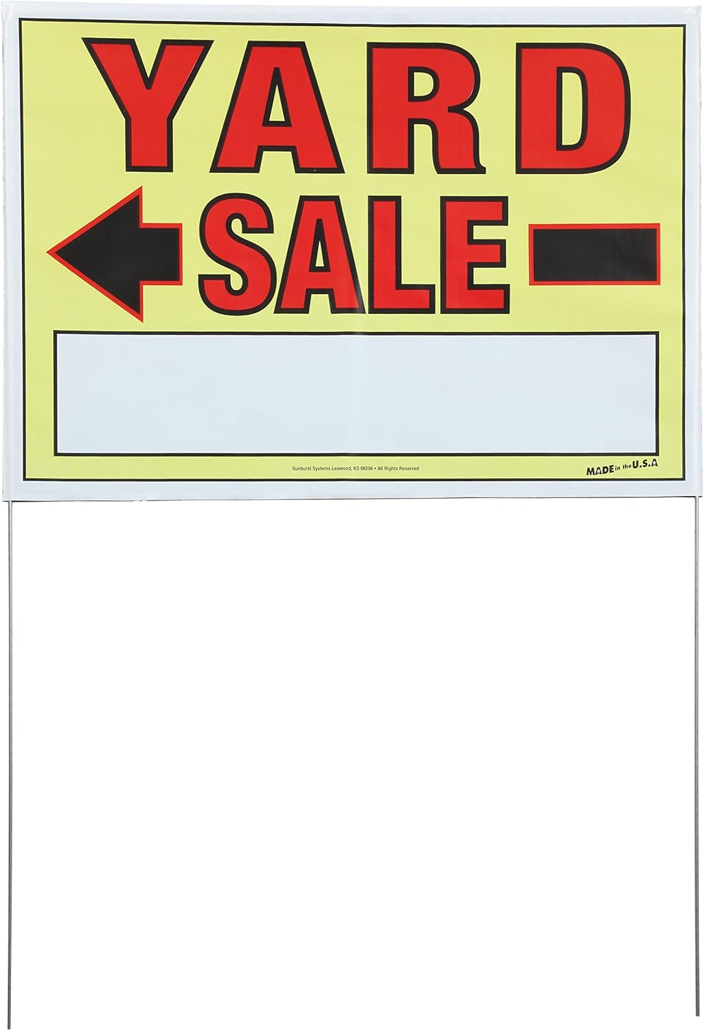 Yard Sale Sign with U-Stake, 32" H x 26" W, Yellow and Red, 10 Count Pack of 2 N681721