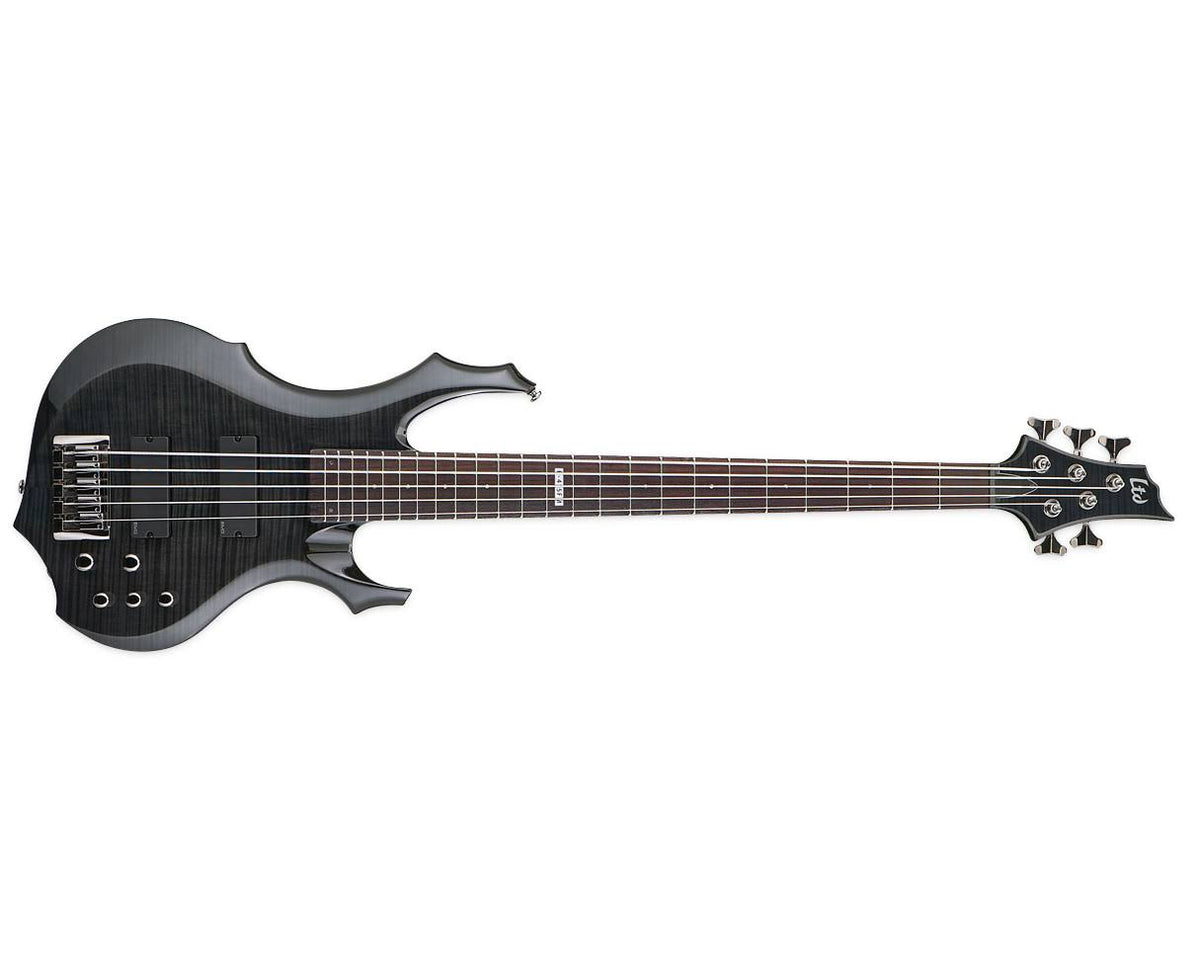 Flame Maple See Thru Black 5-String Bass Guitar W7143
