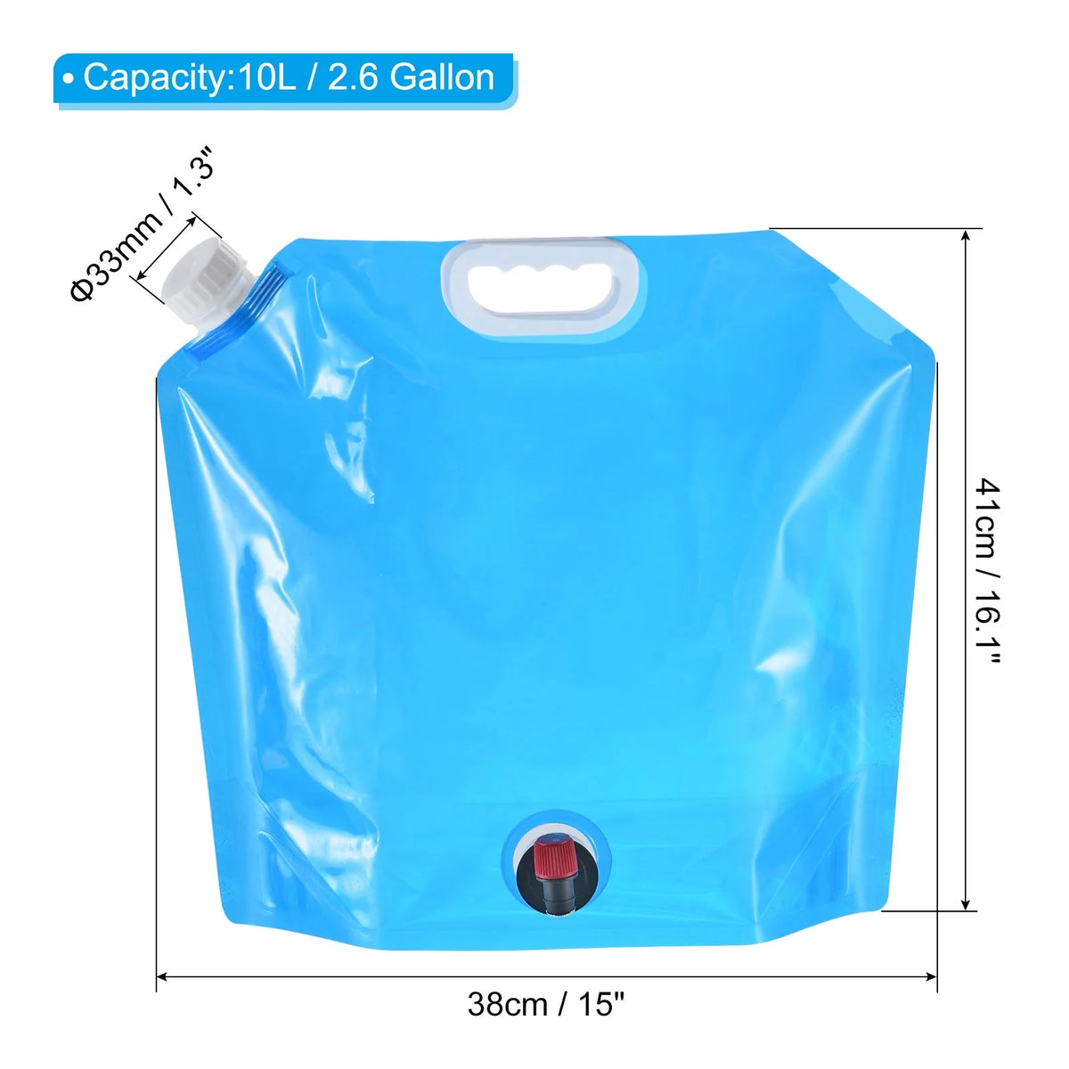 10L Collapsible Water Container Bag with Spigot, 3 Pack Blue O696844