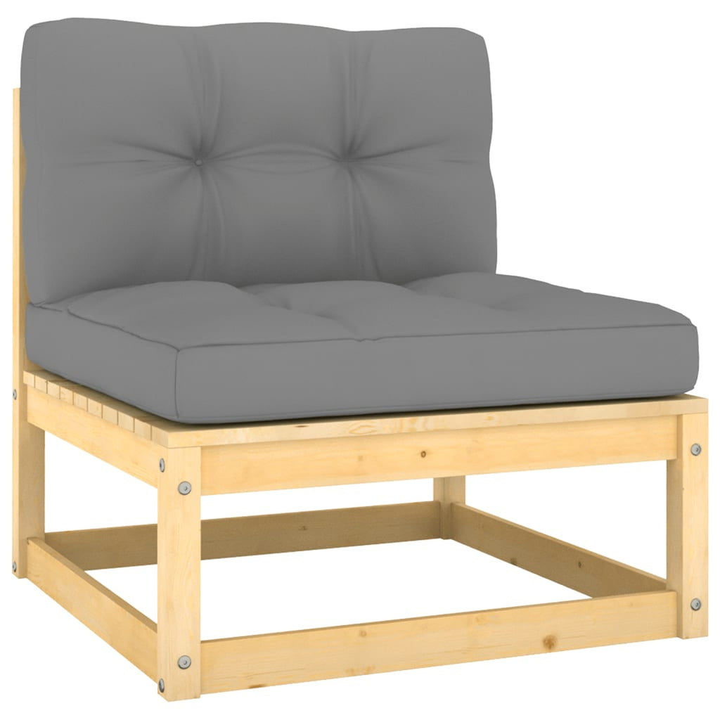 Set of 3 Gray Cushioned Patio Lounge Sectional Sofa with Footrest T2654