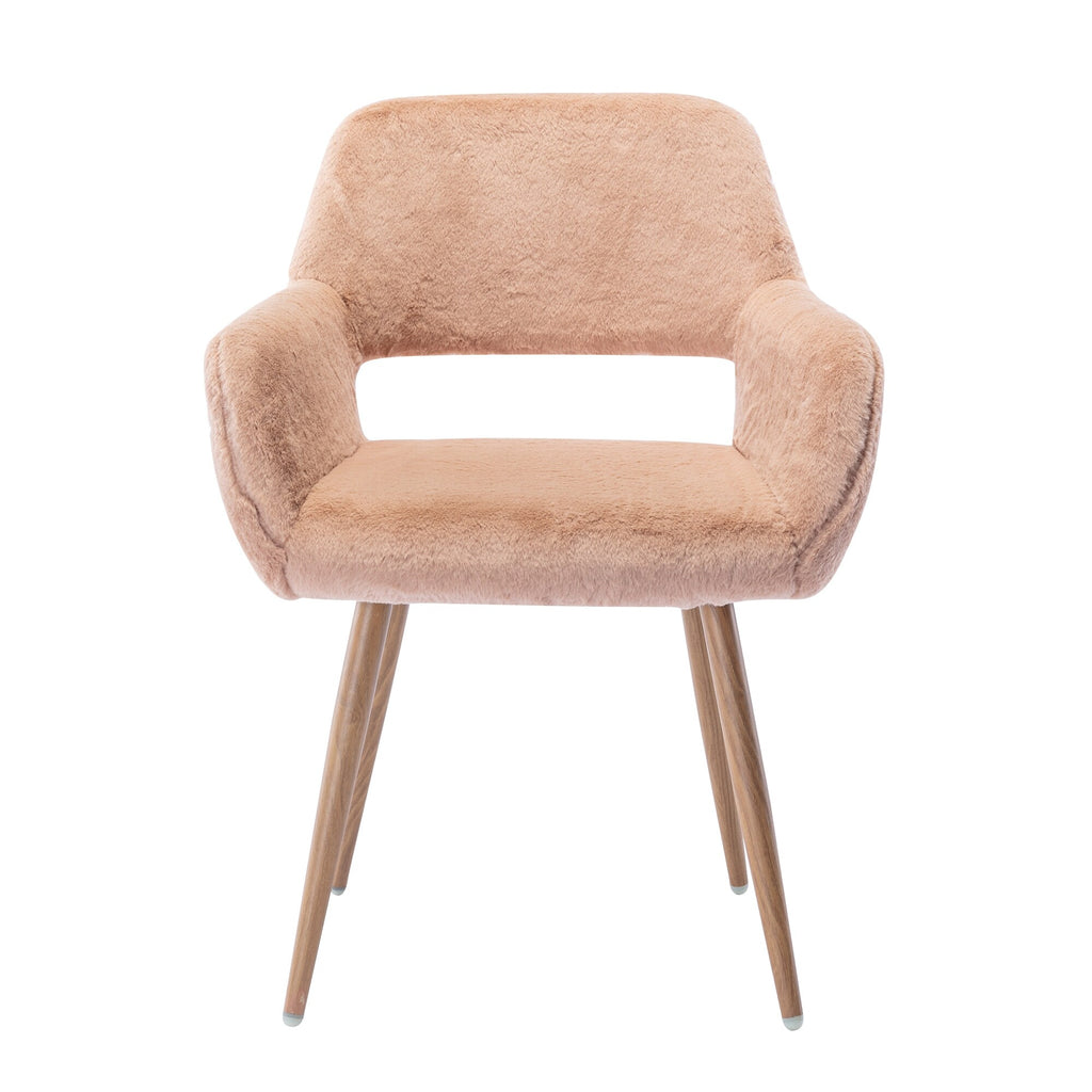 Faux Fur Mid Century Dining Chairs Camel J5322