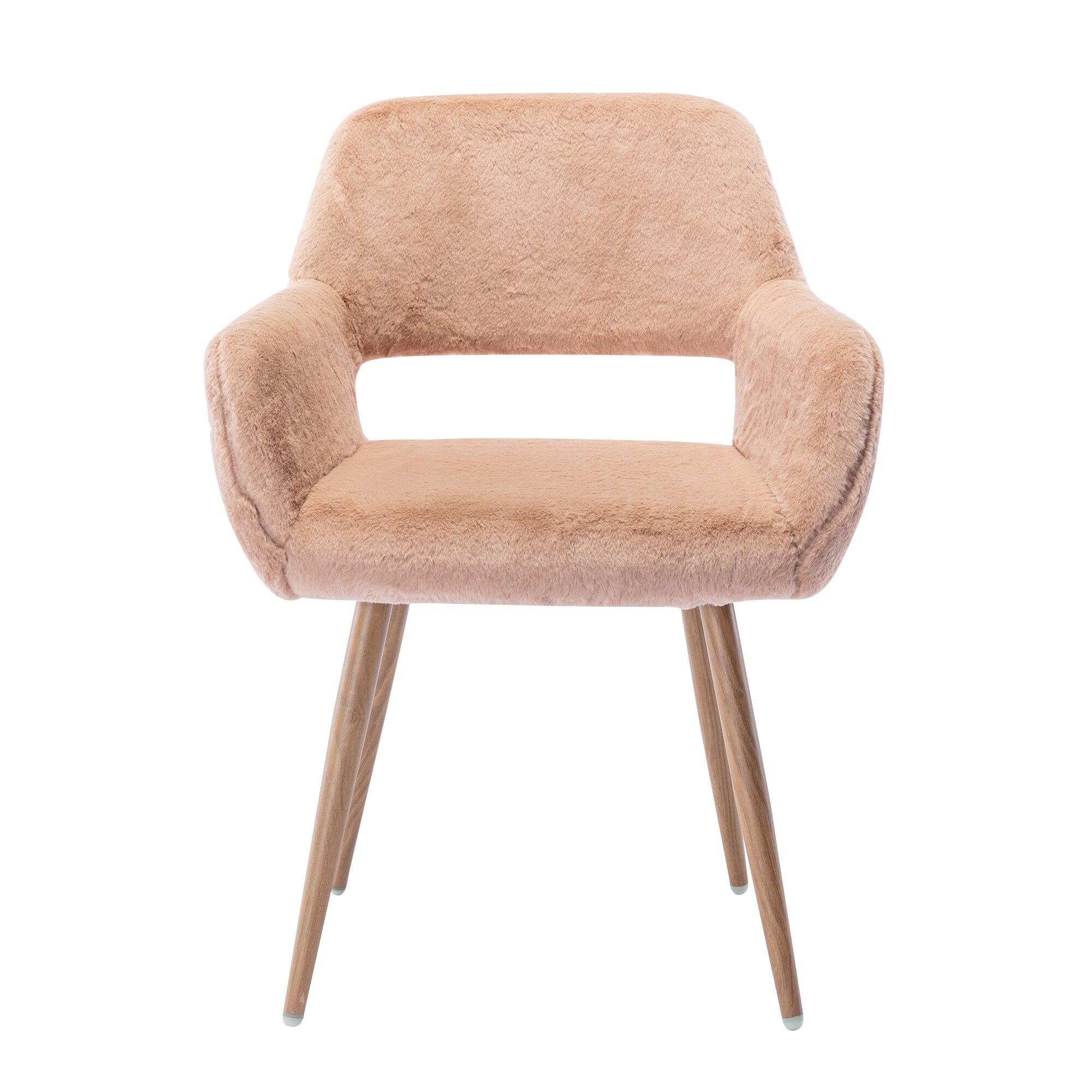 Faux Fur Mid Century Dining Chairs Camel J5322