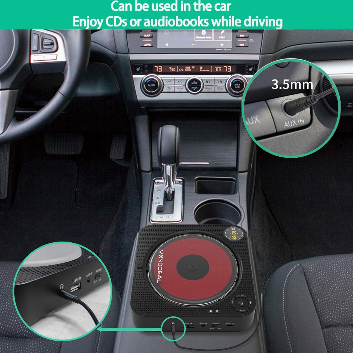 CD Player with Bluetooth, Portable Rechargeable, Built-in Speakers, Remote Control, Built-in FM Radio B43426