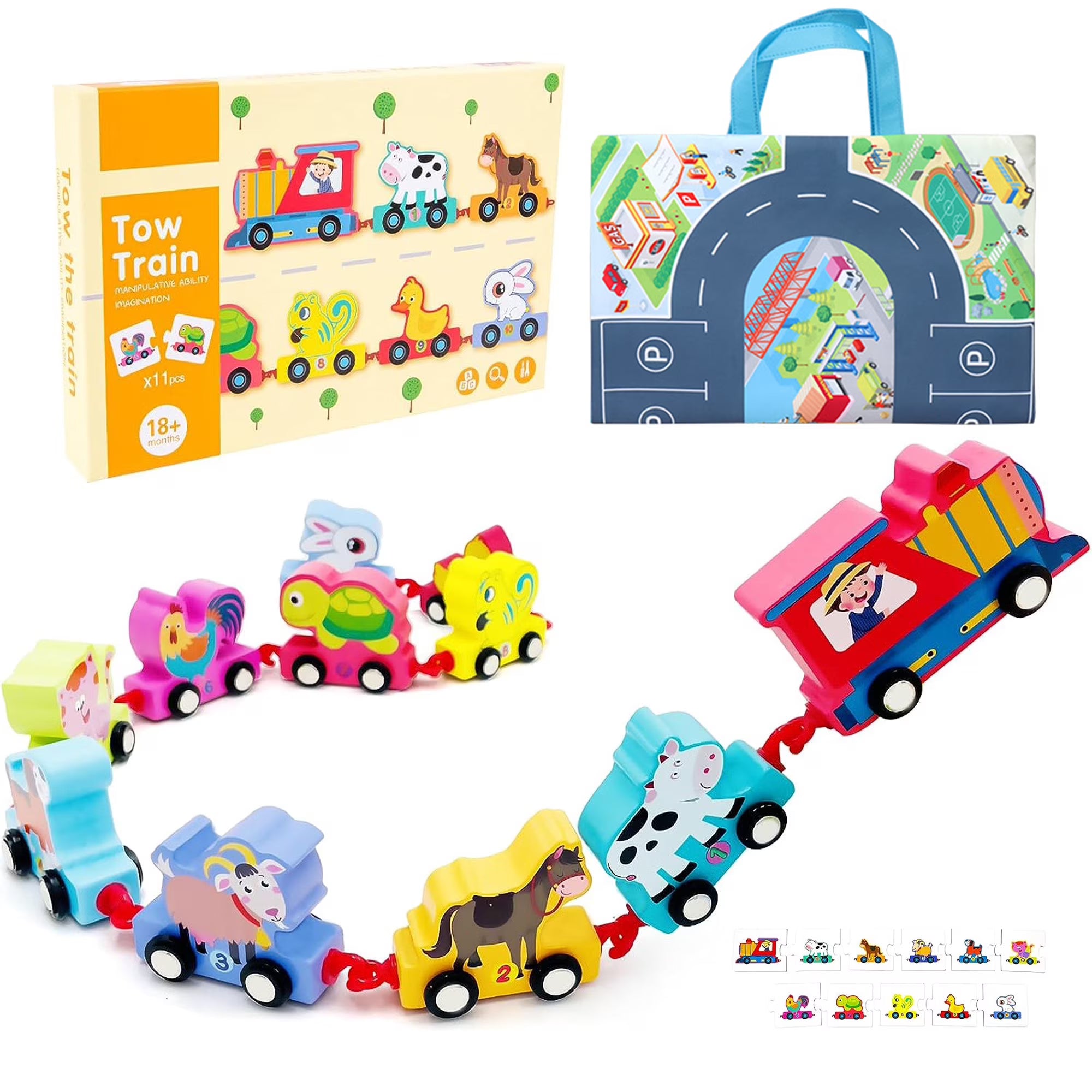 Wooden Farm Animals Train Set Toy K6228