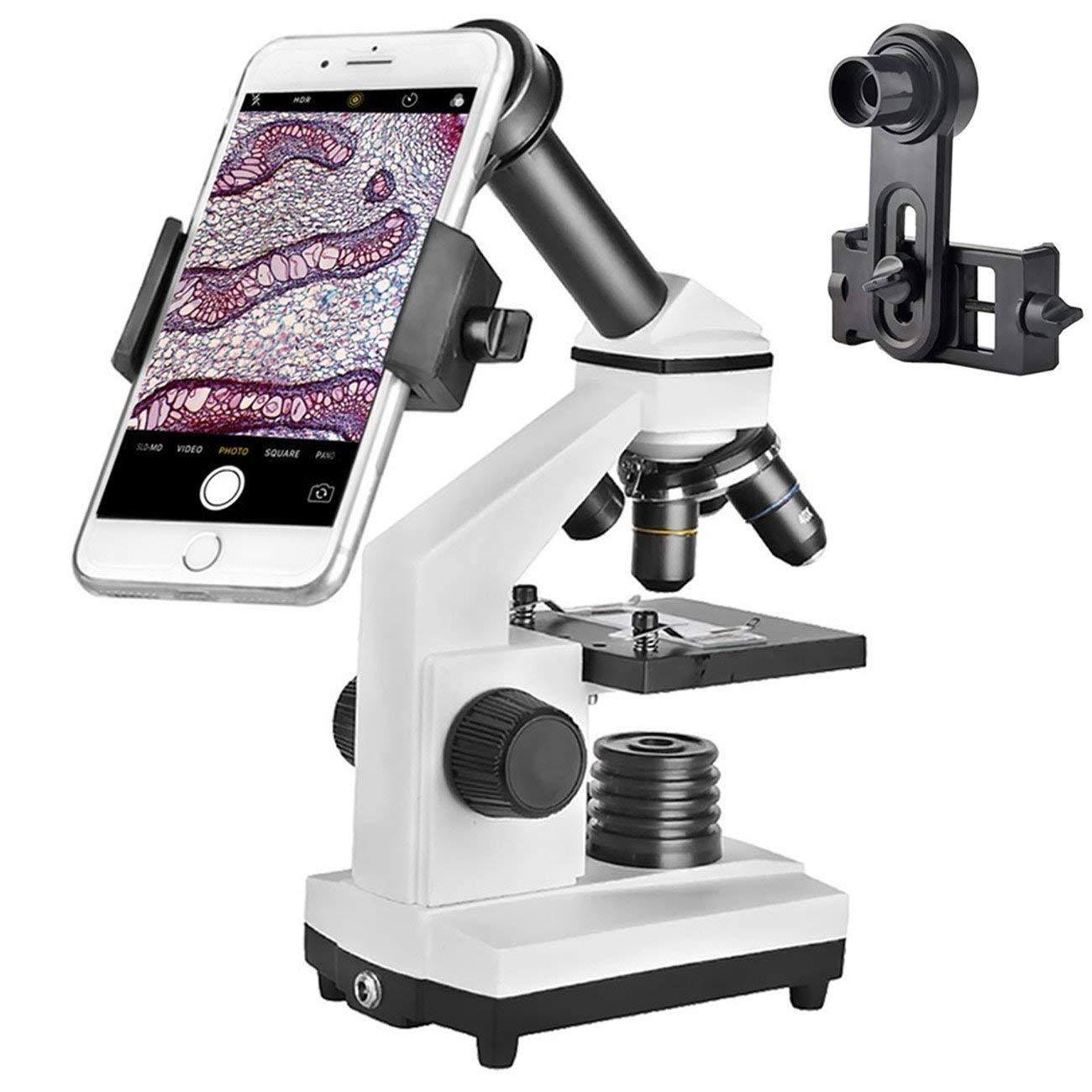 Student Microscope 40X-1000X Optical Glass Lens All-Metal LED Biological Compound Monocular Microscope O197