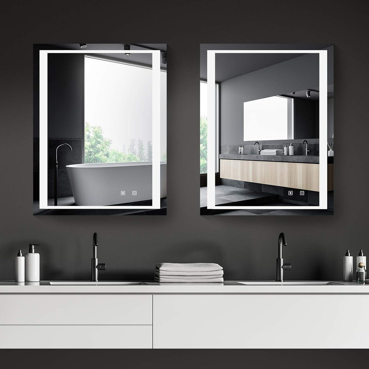 36 x 28 Inch LED Vanity Mirror with Anti-Fog & Dimmer Touch Switch O413157