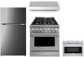 4 Piece Kitchen Appliances Package with 30 Top Freezer Refrigerator, 24 Built-in Microwave Drawer, 36 Freestanding Gas Range, and 36 Under Cabinet Range Hood I916
