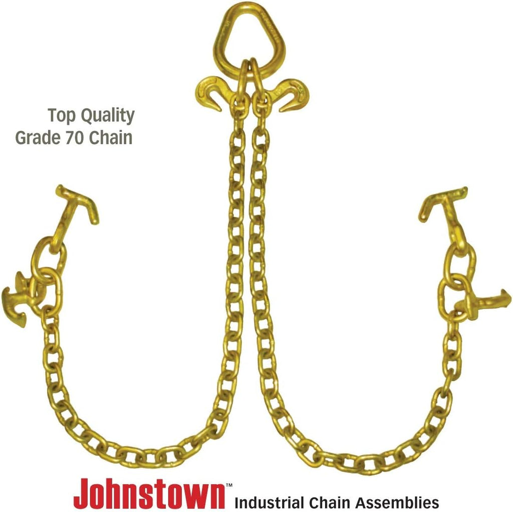Grade 70 Towing Chain Bridle with R-Hooks and T/J Combination Hooks - 48 Inches Long - 4,700 Pound Safe Working Load J858
