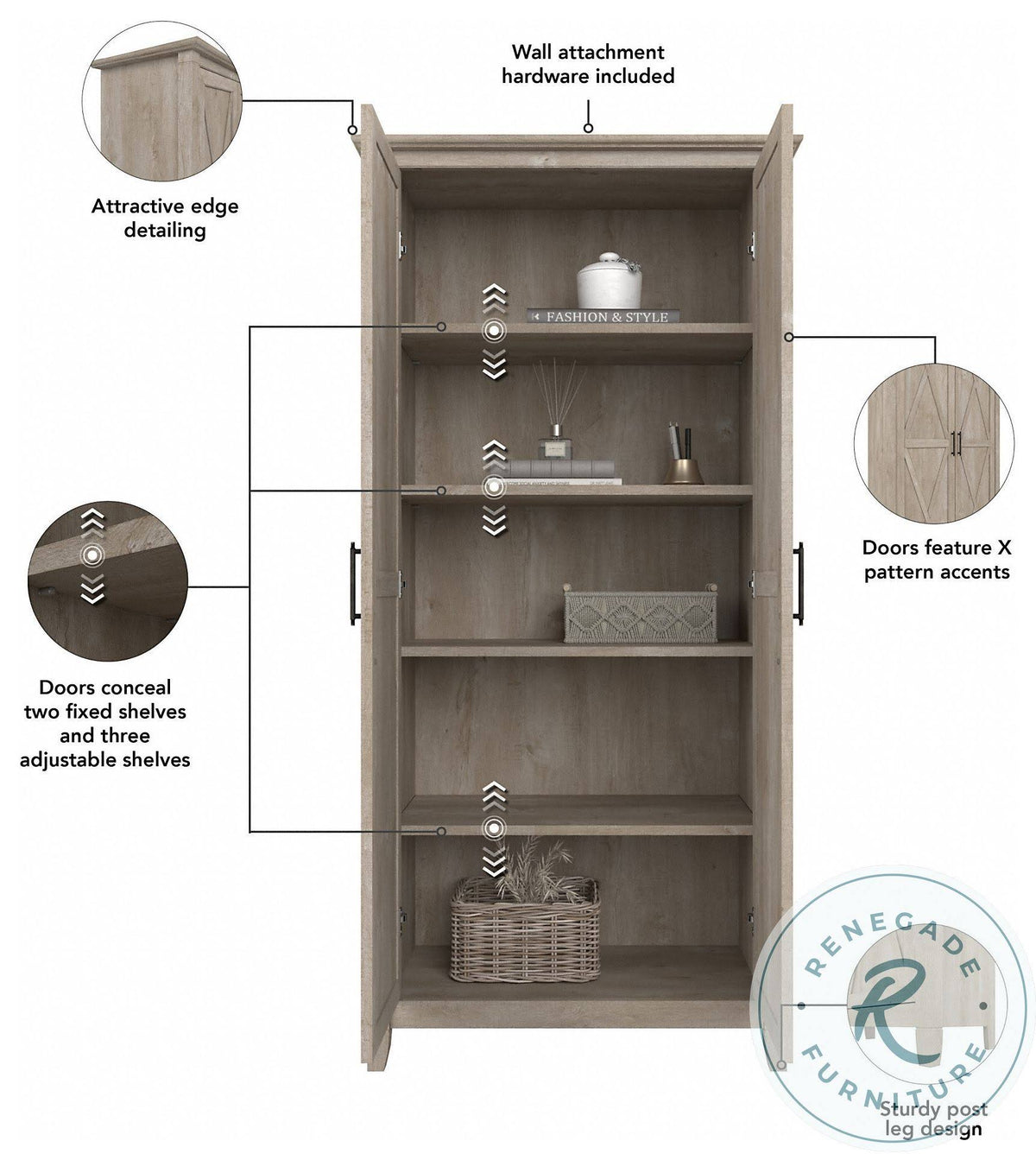 Washed Gray Kitchen Pantry Cabinet K32581