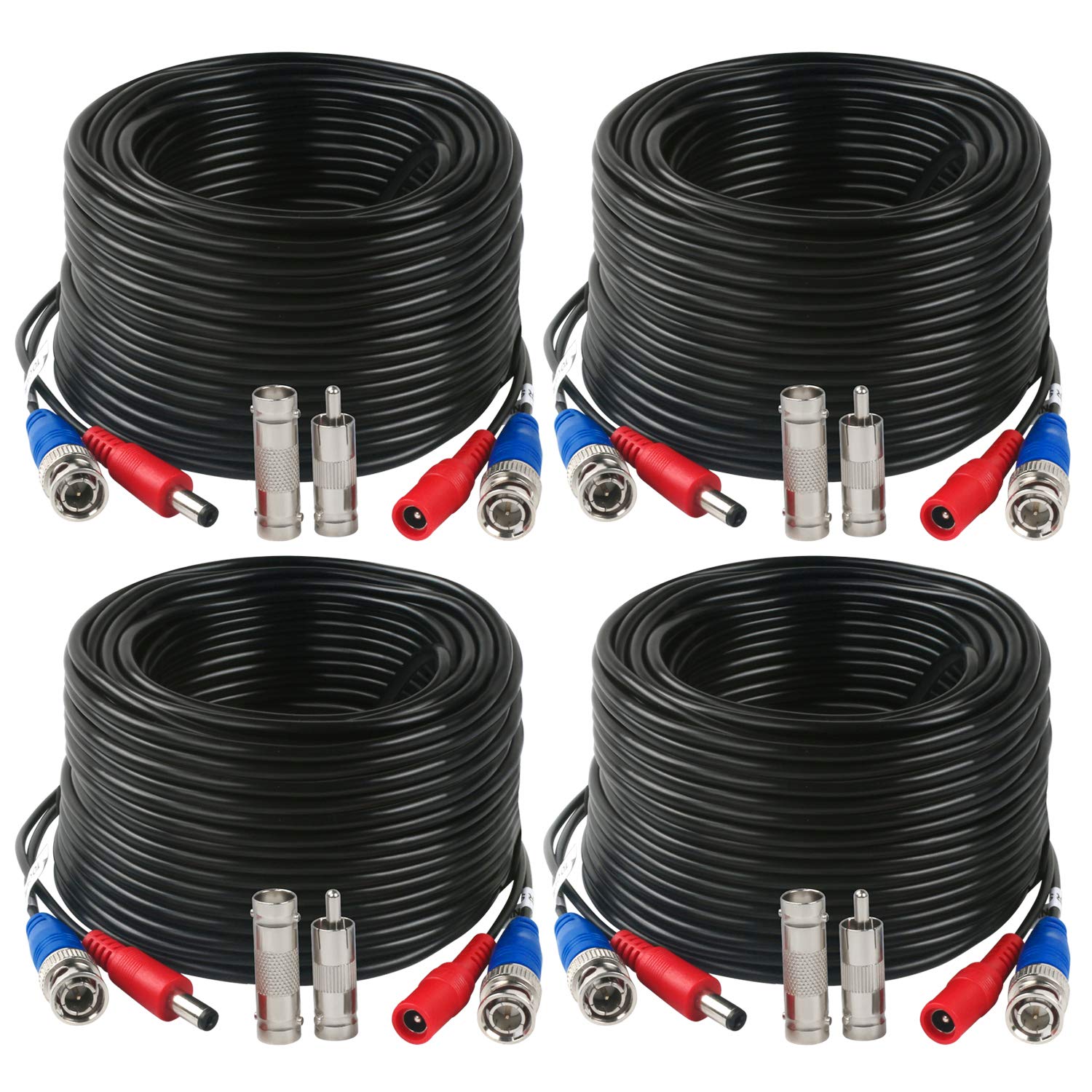 4 Pack 200 Feet BNC Video Power Cable Wire for CCTV Camera DVR Surveillance System N2927