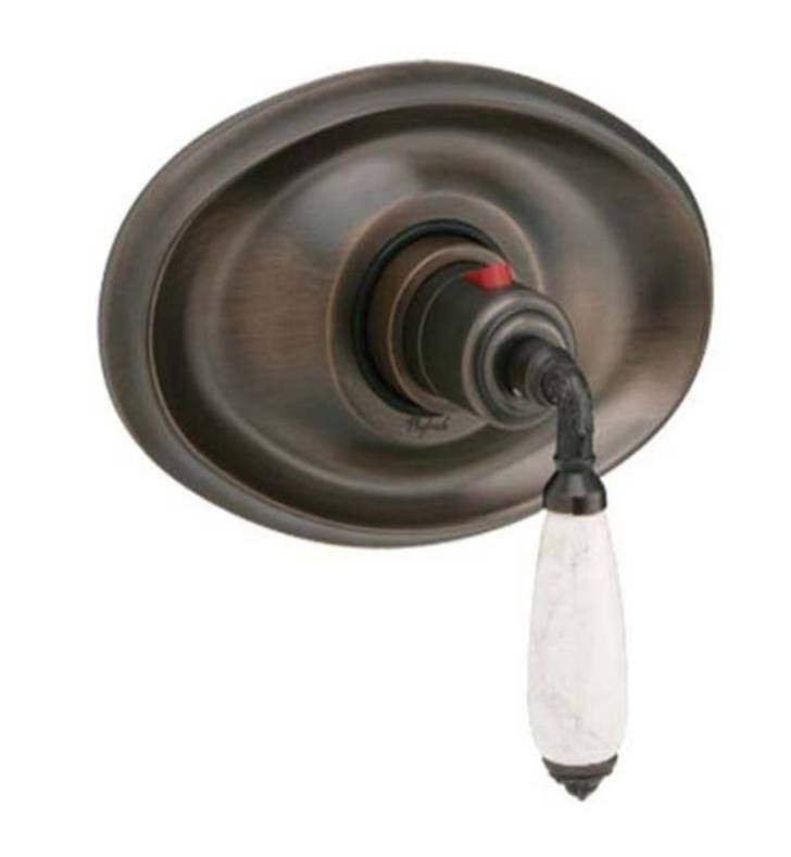 Satin Chrome Thermostatic Shower Trim with Beige Marble Lever Handle Y217288