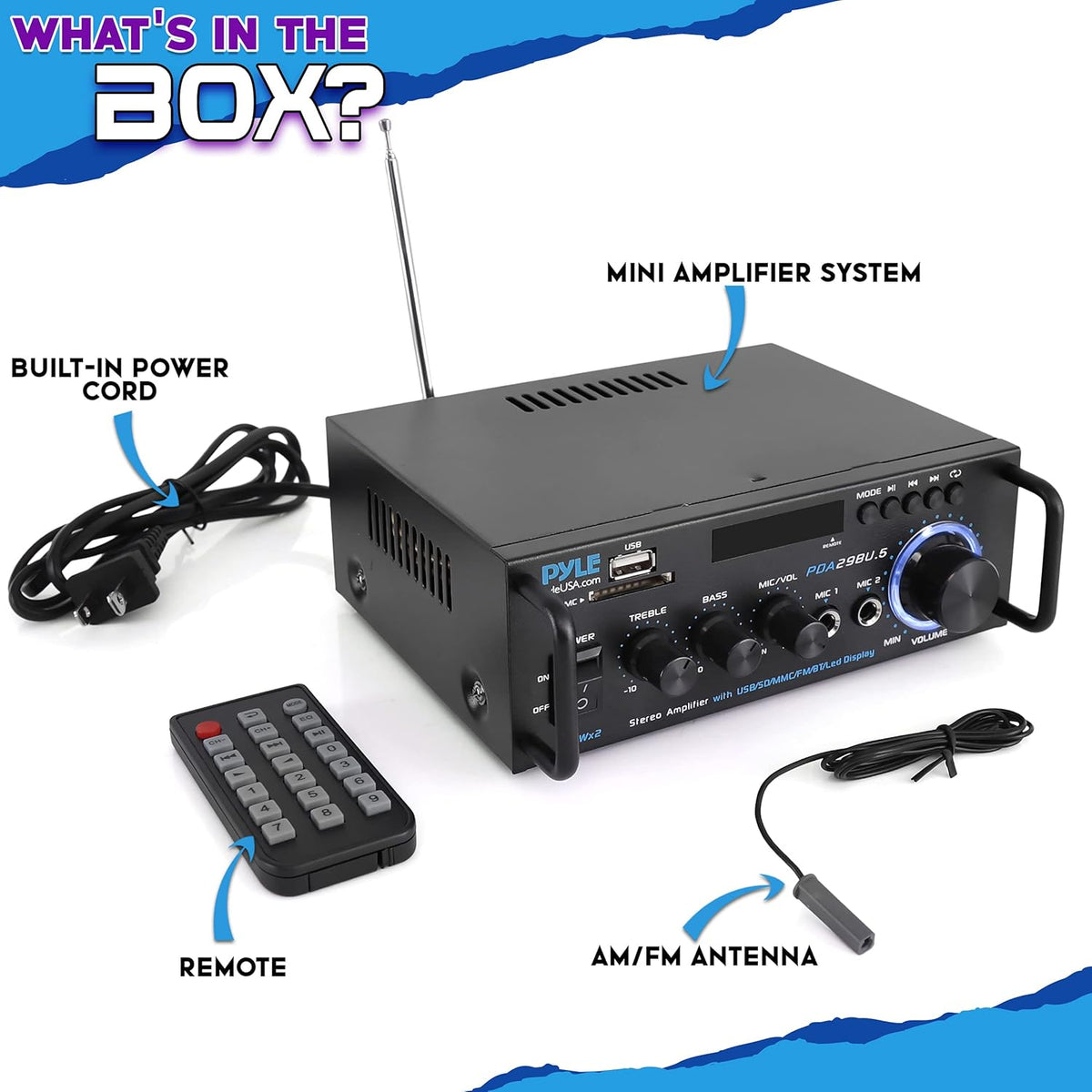 200W 2 Channel Bluetooth Stereo Power Amplifier with FM Radio O35635